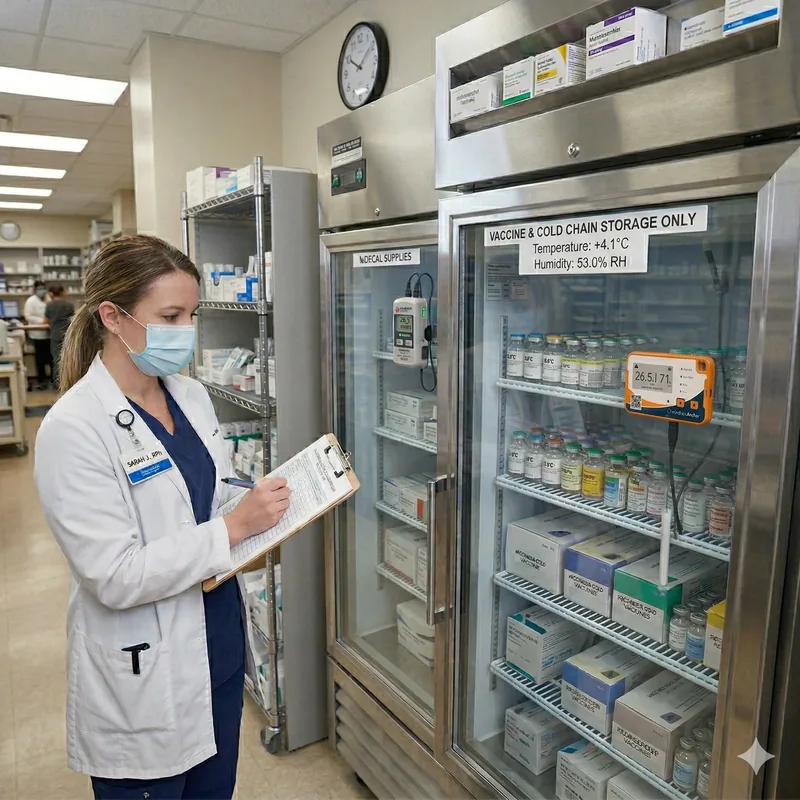 Vaccine storage temperature monitoring