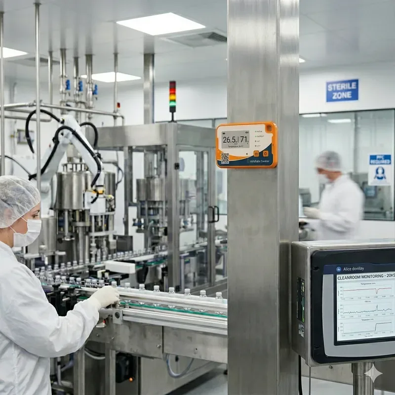 Mindlabs Anchor logger monitoring a pharmaceutical manufacturing area